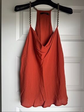 Draped Cami with Gold Chain Straps